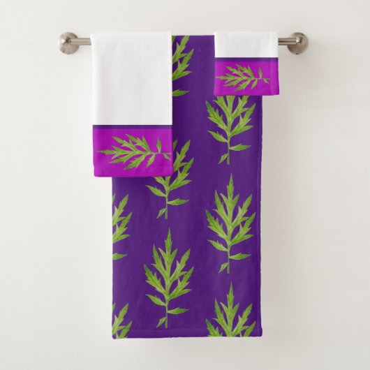 Wilde bladeren op een badkamer handdoek set (Insitu)