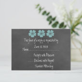 Wilde Blauwgroen Rozen Chalkboard RSVP-kaarten RSVP Kaartje (Staand voorkant)