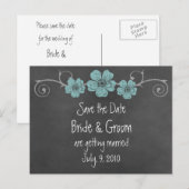Wilde Blauwgroen Rozen Chalkboard sparen het Brief Aankondigingskaart (Voorkant / Achterkant)