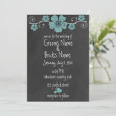 Wilde Blauwgroen Rozen Chalkboard Wedding Uitnodig Kaart (Staand voorkant)