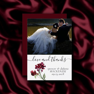wilde bloei Crimson Red Bohemian Foto en Liefde Bedankkaart