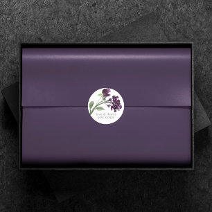 wilde bloei Diepe Paarse Boheemse Bloem Custom Ronde Sticker