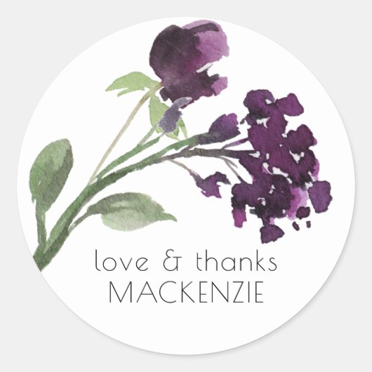 wilde bloei | Diepe Paarse Boheemse Bloem Custom Ronde Sticker (Voorkant)