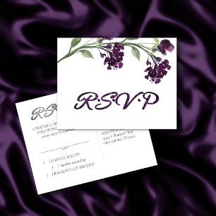 wilde bloei   Diepe Paarse Boheemse Bloemen RSVP Uitnodiging Briefkaart