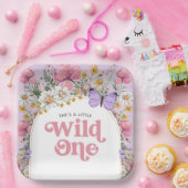 Wilde bloem 1e verjaardag papieren bordje (Feest)