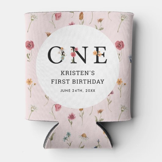 Wilde bloem 1ste verjaardag Koelbox van de Favors Blikjeskoeler (Voorkant)