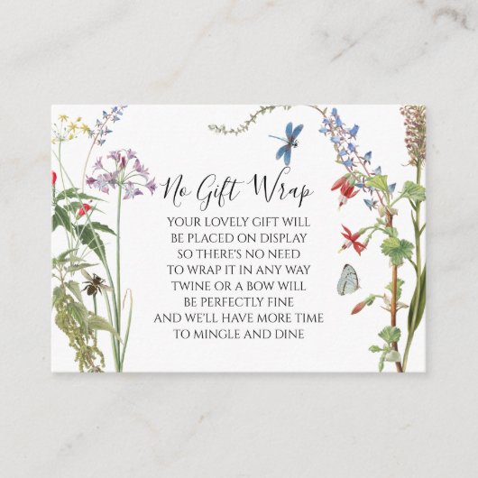 Wilde Bloem Aquarel Bloem en Bij Display Douchegor Informatiekaartje (Voorkant)