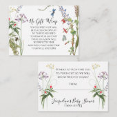Wilde Bloem Aquarel Bloemen en Bij Baby Shower Uit Informatiekaartje (Voorkant / Achterkant)