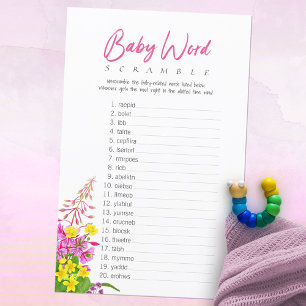 Wilde Bloem Baby Shower Baby Woord Ontwarspel Game