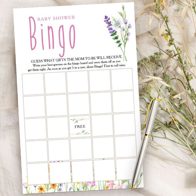 Wilde bloem Baby shower Bingo Game (Bingo Game from my Wildflower Meadow collection)