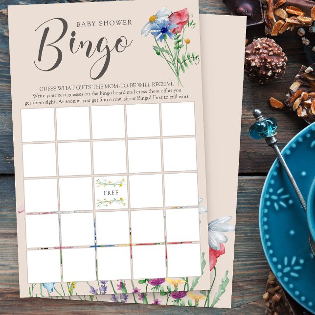 Wilde bloem Baby shower Bingo Game (Bingo Game for baby shower or bridal shower from my Wildflower Charm collection)