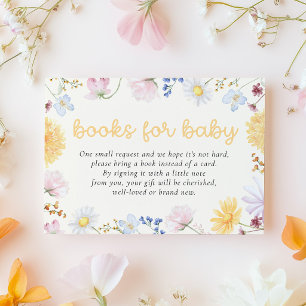 Wilde Bloem Baby Shower Boeken voor Baby Informatiekaartje