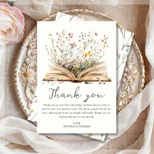 wilde bloem Baby shower Boekthema Bedankkaart