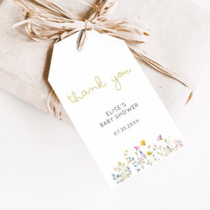 Wilde bloem Baby shower Dank je cadeau Labels Cadeaulabel