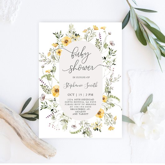 Wilde bloem Baby shower Kaart