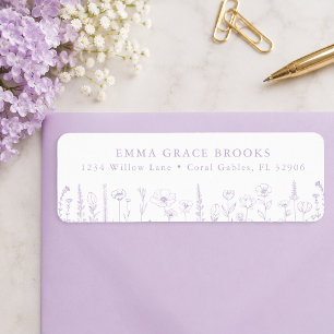 Wilde Bloem Baby Shower Lavendel Retouradres Etiket