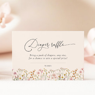 Wilde Bloem Baby Shower Luier Raffle Ticket Informatiekaartje