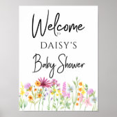 Wilde bloem Baby shower Welkom Poster (Voorkant)