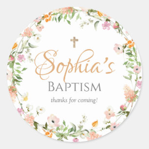 Wilde bloem Baptism Girl Pink Flower Sticker
