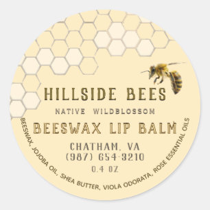 Wilde bloem Beeswax Lip Balm Label Honeycomb & Bee