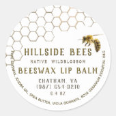 Wilde bloem Beeswax Lip Balm Label Honeycomb & Bee (Voorkant)