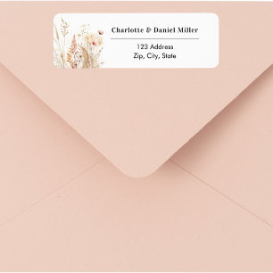 Wilde bloem beige roze retouradres etiket