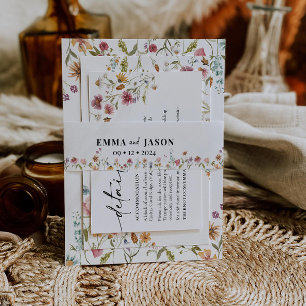 Wilde bloem Belly Band Uitnodigingen Wikkel