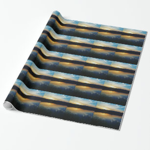 Wilde bloem, blauwe zonsondergang cadeaupapier