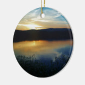 Wilde bloem, blauwe zonsondergang keramisch ornament (Links)