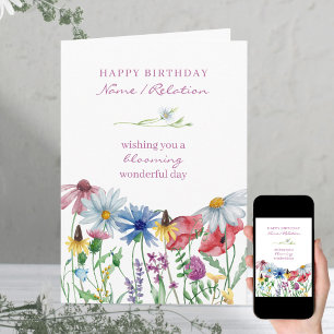 Wilde bloem Bloeiende prachtige bloemen verjaardag Kaart