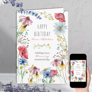 Wilde bloem bloeiende prachtige bloemrijke lijst kaart