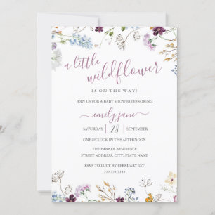 Wilde Bloem Bloem Natuur Paarse Baby Shower Kaart
