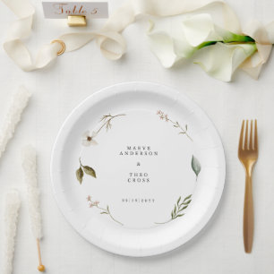 Wilde bloem bloemenelegante minimale bruiloft deco papieren bordje