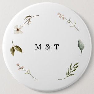 Wilde bloem bloemenelegante minimale bruiloft deco ronde button 6,0 cm