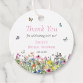 Wilde Bloem Bloemstuk & Vlinders Bedankt Bedankjes Labels (Voorkant)