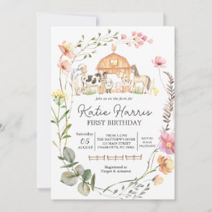 Wilde bloem Boerderij Birthday Invitation Kaart