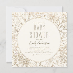 Wilde bloem Boho Baby shower Gold Modern Kaart
