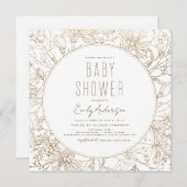 Wilde Bloem Boho Baby Shower Goud Modern Kaart (Voorkant / Achterkant)