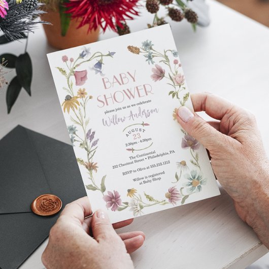Wilde bloem Boho Baby shower Uitnodiging