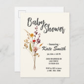 Wilde Bloem Boho Baby Shower Uitnodiging Briefkaart (Voorkant / Achterkant)
