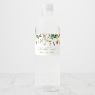Wilde bloem Boho Baby shower Water Fles Label Waterfles Etiket