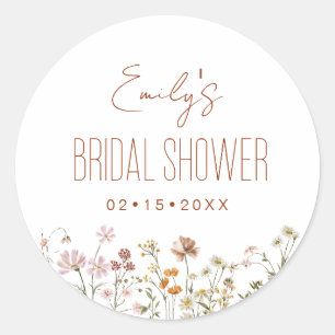 Wilde Bloem Boho Bruidsdouche In Bloom Tuin Ronde Sticker