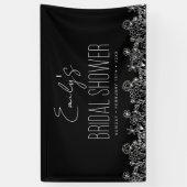 Wilde Bloem Boho Bruidsfeest Zwart Spandoek (Verticaal)