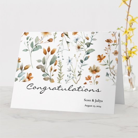 Wilde bloem Boho bruiloft groet Kaart (Gele Bloem)