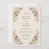 Wilde Bloem Boho Bruiloft Kaart (Voorkant)