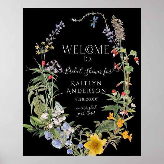 Wilde Bloem Boho Chic Bloemstuk Bruids Bruiloftfee Poster (Voorkant)