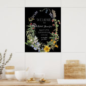 Wilde Bloem Boho Chic Bloemstuk Bruids Bruiloftfee Poster (Keuken)