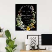 Wilde Bloem Boho Chic Bloemstuk Bruids Bruiloftfee Poster (Thuiskantoor)