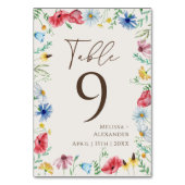 Wilde bloem Boho Garden Beige Table Number Kaart (Voorkant)