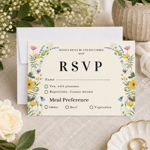 Wilde Bloem Boho Moderne Elegante Trouwbloemen RSVP Kaartje